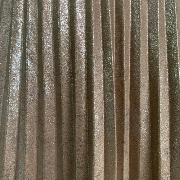 Chaps pale gold metallic printed sun ray pleated skirt, Size 8 - Picture 5 of 5